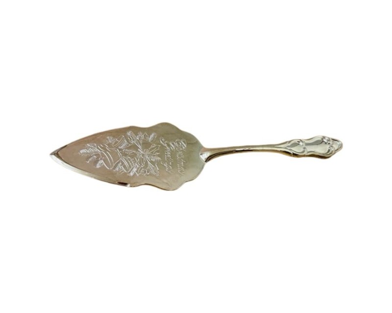 Lilian Vernon Silver Plated Christmas Greetings Cake Server