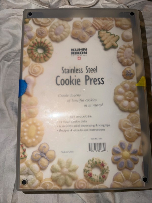 Kuhn Rikon Stainless Steel Cookie Press In Storage Box with 14 Molds 6 Tips New gallery