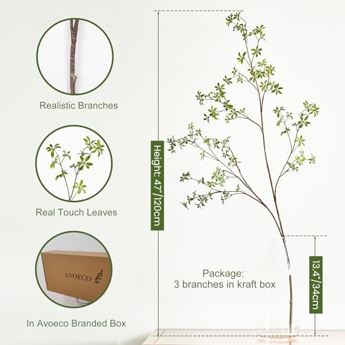 Artificial Greenery Stems, 47”Tall Fake Plants Branches, Real Touch 1. Green gallery