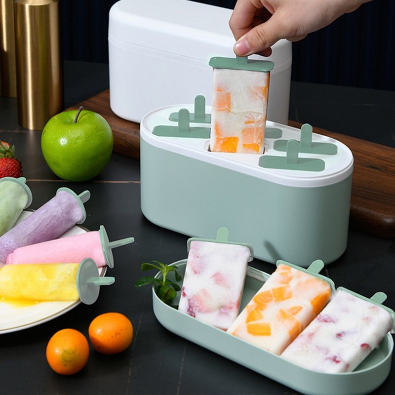 Reusable Ice Cream Mold Green PP Material Easy to Use and Clean for Home Use gallery