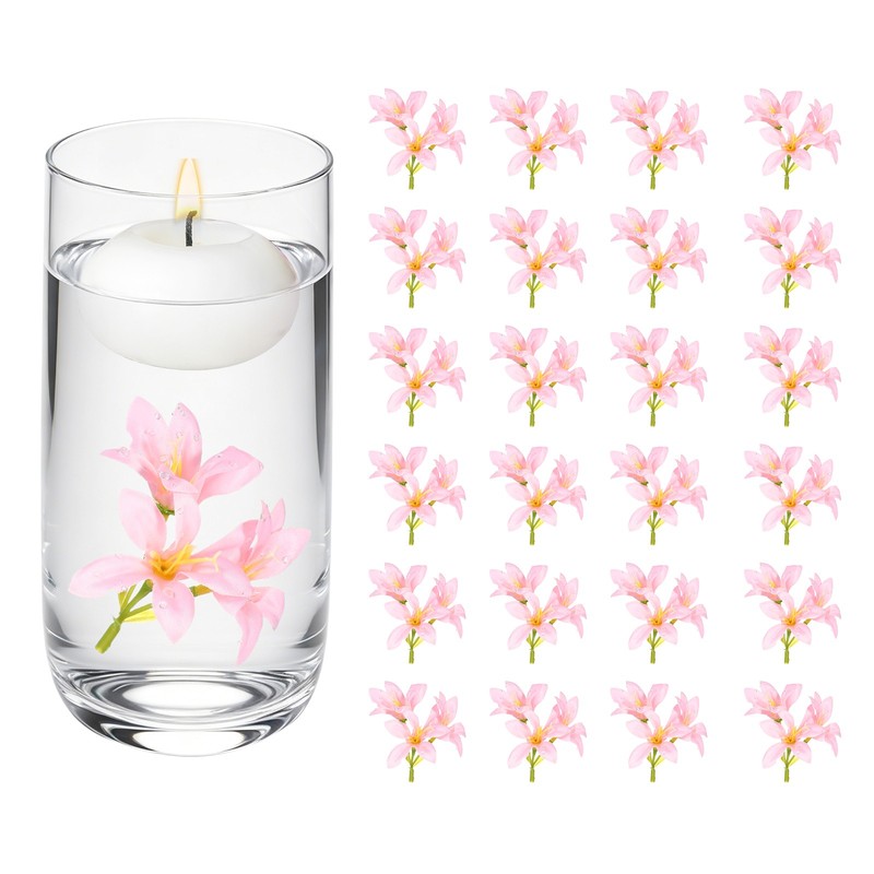 24 Pcs Floating Flowers for Centerpieces, Pink Lily Artificial Flower