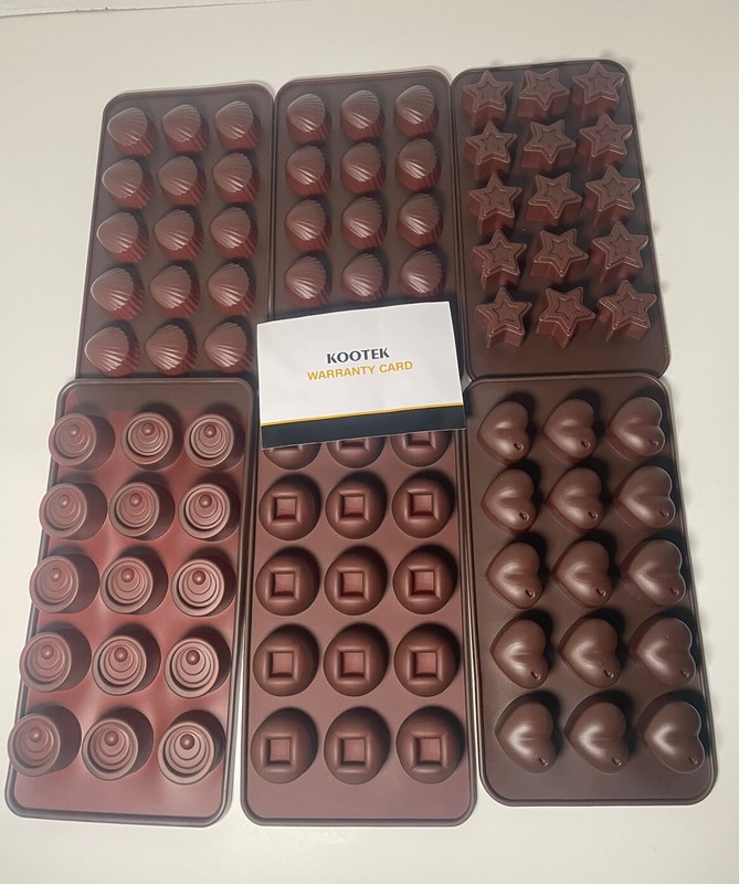 Kootek 6 Pieces Silicone Chocolate Molds, Reusable 90 Cavity Candy Making Mold