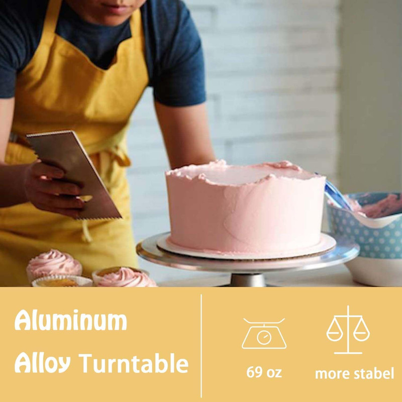 12 Inch Aluminium Alloy Revolving Cake Stand, Rotating Cake Turntable for Cake, gallery