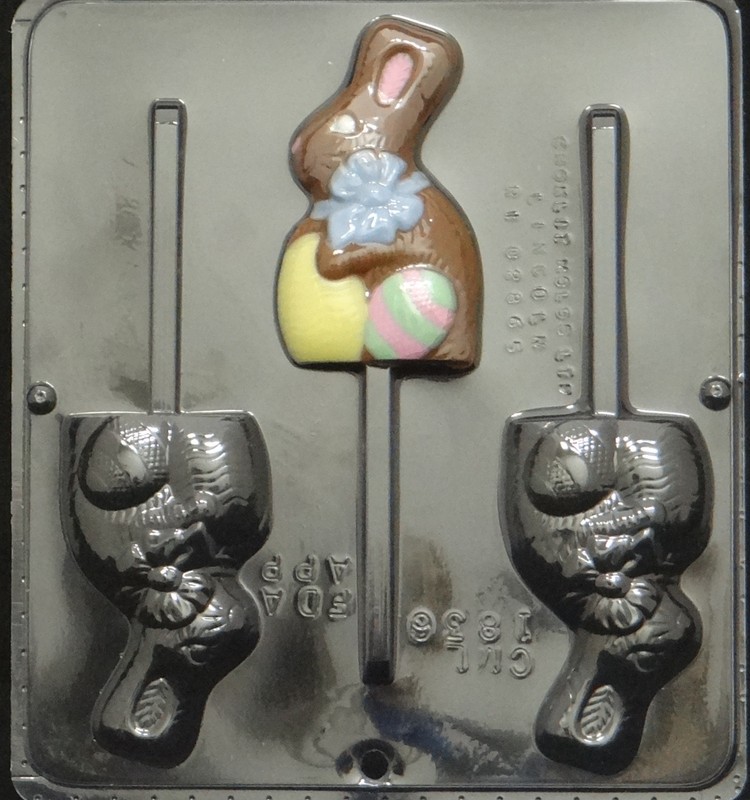 Bunny with Bow on Neck Lollipop Chocolate Candy Mold Easter 1836 NEW
