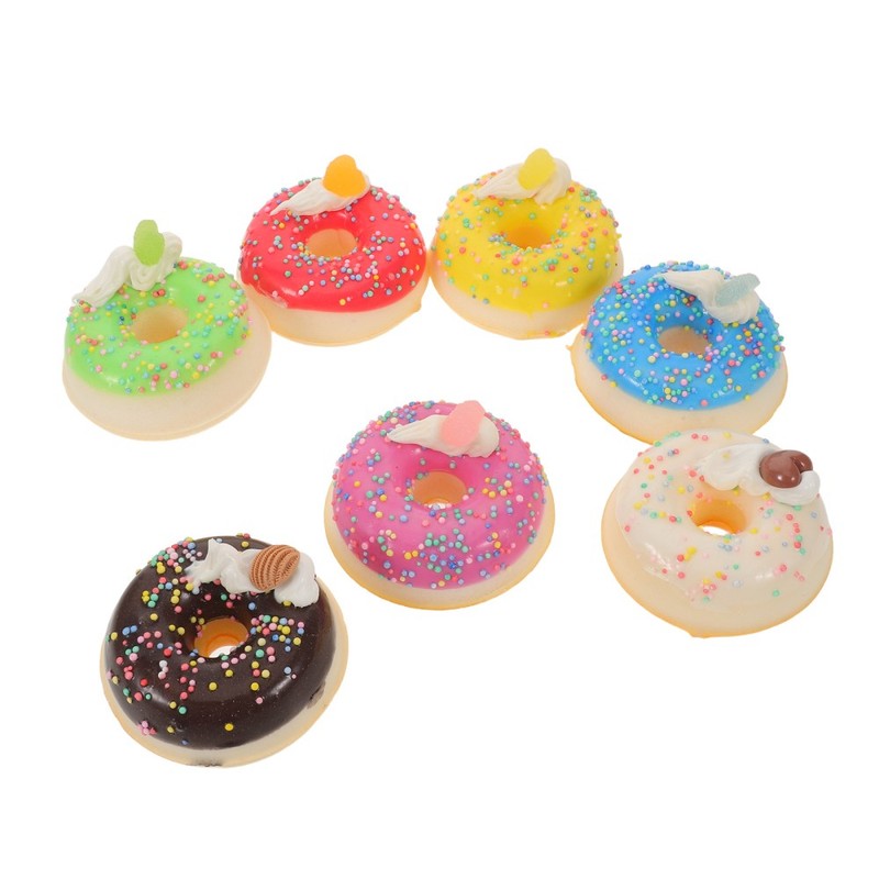 7pcs Artificial Doughnuts Photography Decoration - Fake Pu Donuts With Cream gallery