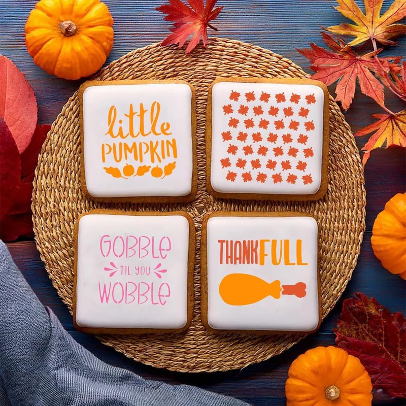 4x4Inches Thanksgiving Day Cookies Stencils Decorations, Fall Holiday Cookie ... gallery