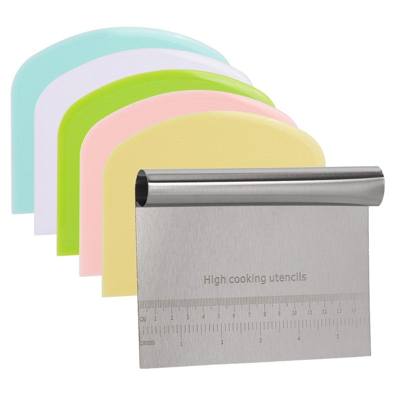 6 Pcs Dough Scraper Bench Scraper, Stainless Steel Scraper/Chopper & Plastic …