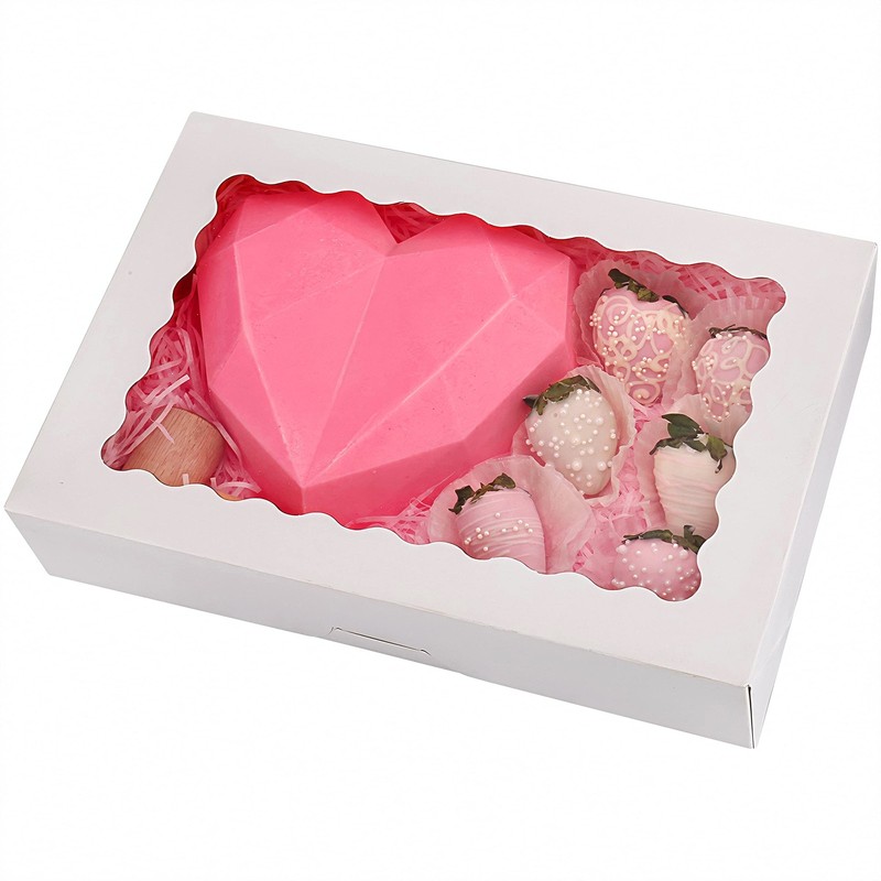 20 PCS 12x8x2.5 Inch White Bakery Boxes Window Cake Cookie Treat Box