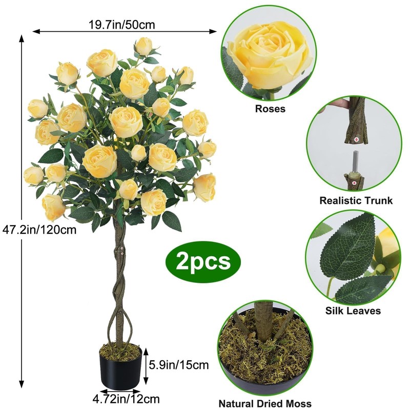 Huaesin 4Ft Rose Tree Outdoor Artificial Trees 52 Blooming Flowers Artificial gallery
