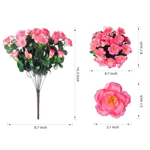 Artificial Faux Outdoor Flowers Plants for Spring Summer Decoration, Dark Pink gallery