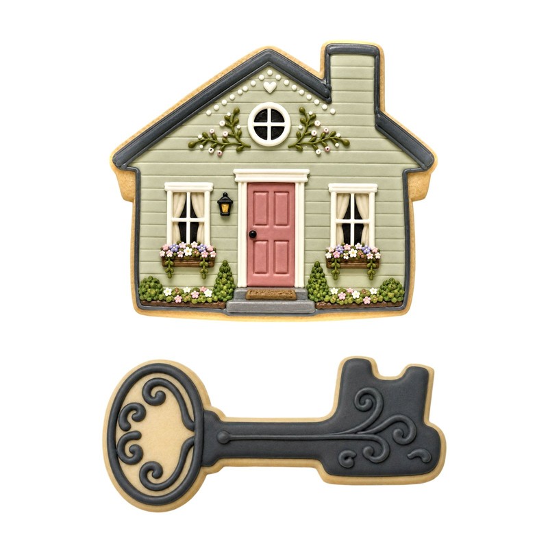 House & Antique Key Realtor Cookie Cutter Set Metal Real Estate Gift gallery