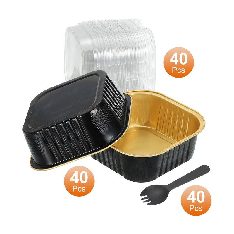 40Pack 10oz Cake Pans with Lids with Lids and Spoons Black Gold gallery