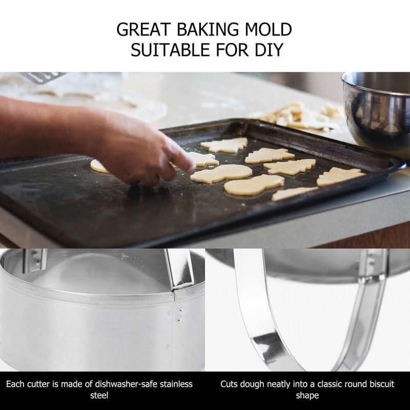 3 Pcs Biscuit Cutter Stainless Steel Cookie Round 3-piece Set (flat Model) Baby gallery