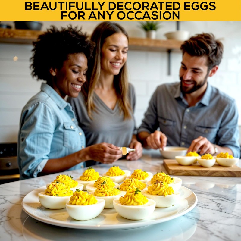 Deviled Egg Piping Tool – Reusable Piping Bag and Tips Set, 9 Piece Silicone ... gallery