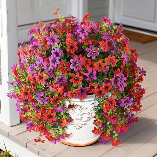 Artificial Flowers Wind Chime Bellflower 2 Pcs Faux Flowers 2pcs Red&lotus Red gallery
