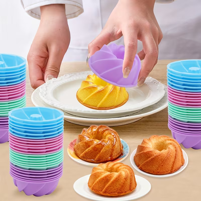 72pc Nonstick Silicone Molds Baking Cups, Pumpkin Shape For Donut Muffin Cupcake gallery