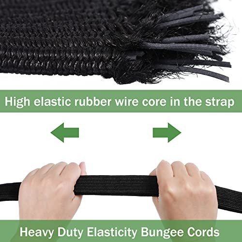 8 Pcs Adjustable Flat Bungee Cords with Hook Heavy Duty 80 Inch Black gallery