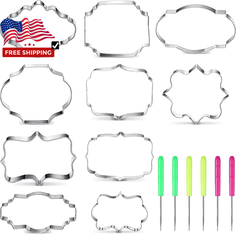 10 Pieces Plaque Frame Cookie Cutter Stainless Steel Biscuit Cutter Cake Tools gallery