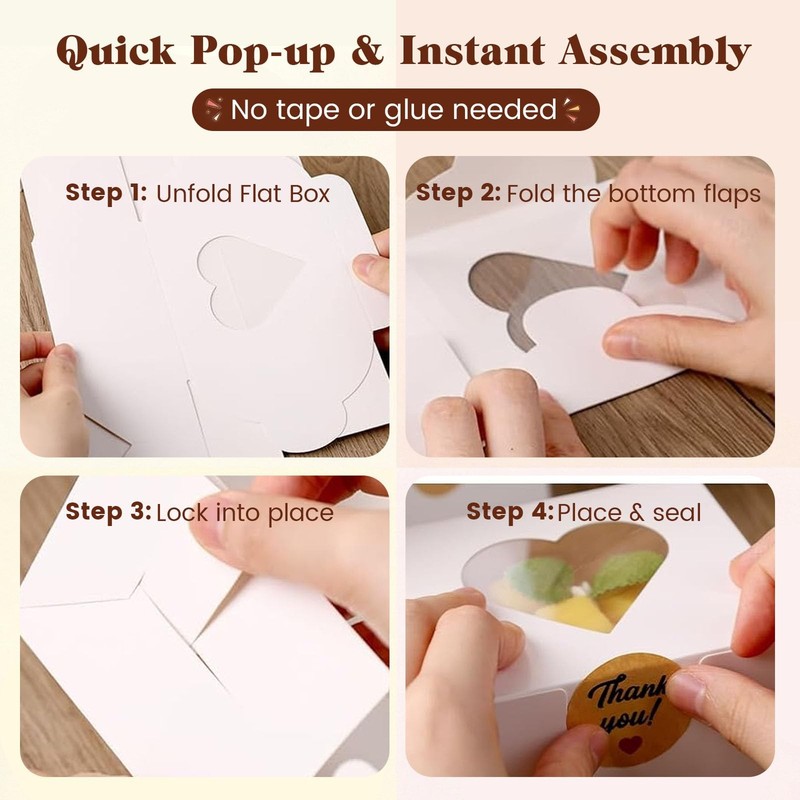 20 PCS 4x4x2.5 In Mini Bakery Cookie Boxes Clear Window Cupcake Pastry gallery