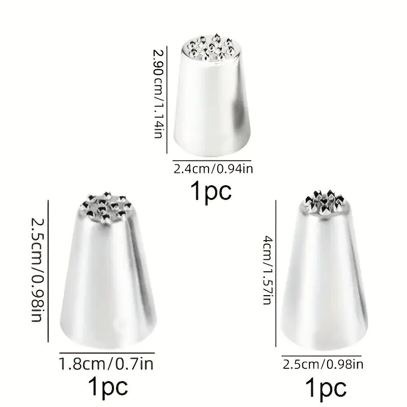 3pcs Grass Piping Tips Stainless Steel Cake Decorating Nozzles Foliage Icing Set gallery