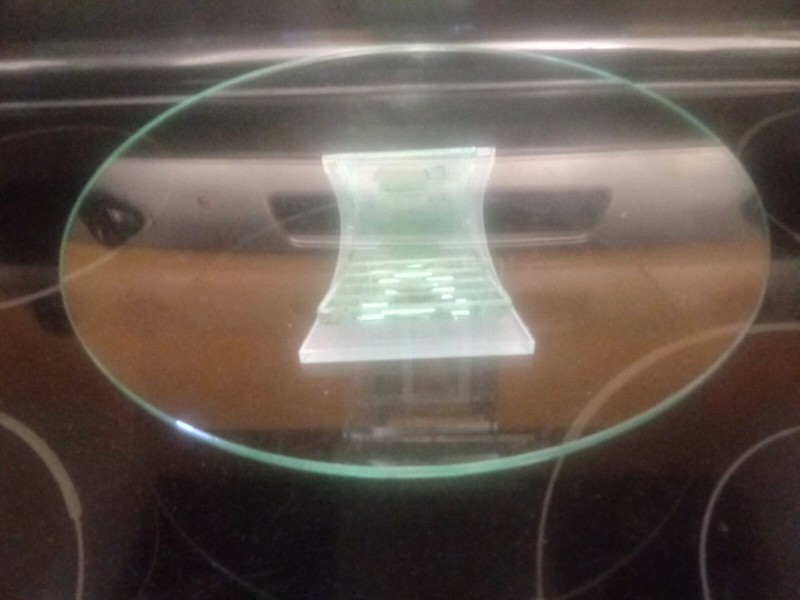 Moving Sale Art Deco Modern Raised Aqua and Clear Glass Cake Plate gallery