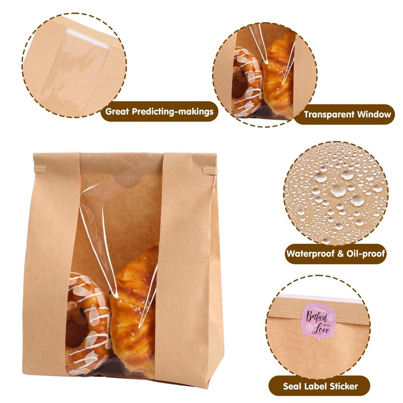 120 Pack Large Paper Bread Bags for Homemade Bread, 13.7x8.3x3.5 Inches, Sour... gallery