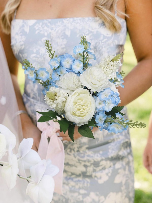 Rinlong 1Pc Baby Blue Bridesmaids Bridal Bouquet Artificial Delphinium Wedding gallery