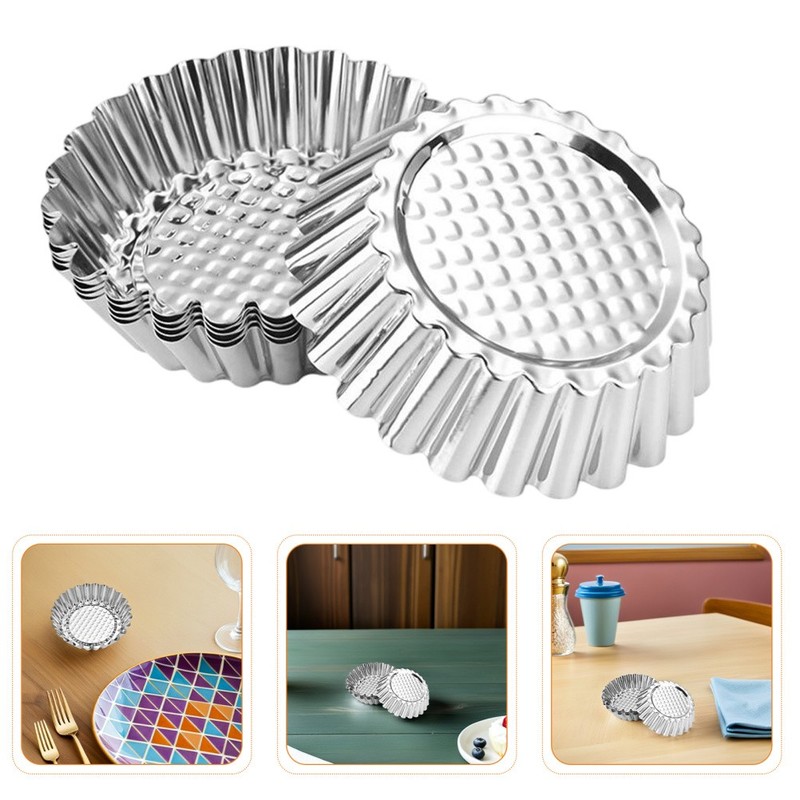 20 Pcs Tart Molds Nonstick Mini Tart Tin Pans Stainless Steel Baking Supplies