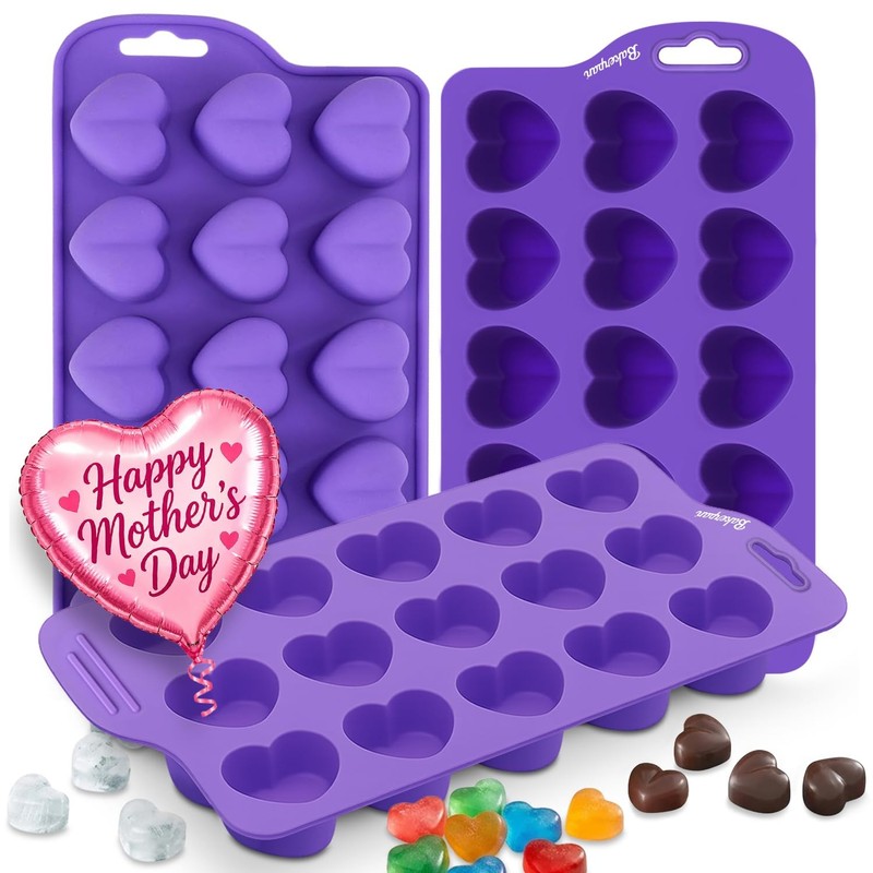 Set of 3 Heart Silicone Mold – Valentine Heart Shaped Silicone Mold, Jelly an…