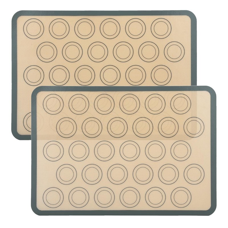 2x Silicone Macaron Baking Mat Reusable Baking Mat Dough Rolling Mat