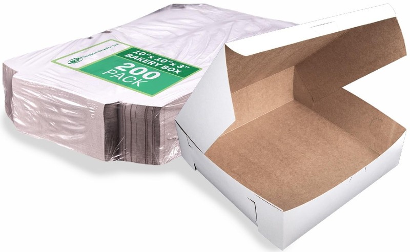 SCT white window bakery boxes with tuck-in lid, 10 x 10 x 5, white, paper, 15…