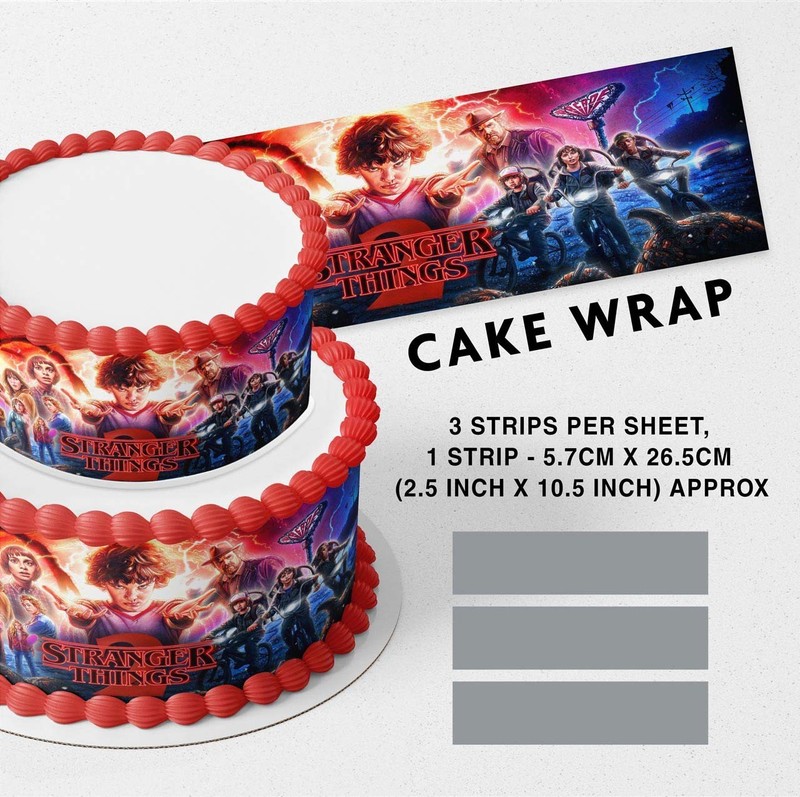 Stranger Kids Pattern Strip Edible Cake Topper Decoration Edible Image