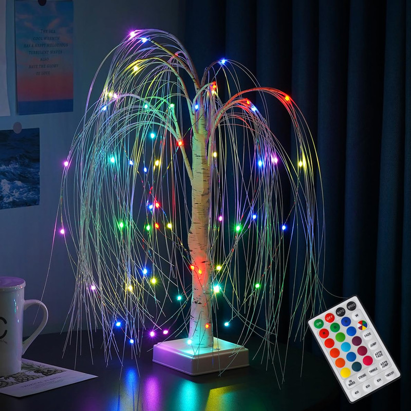 Nxuebdu Christmas Tree Decor Remote – 2Ft Rgb Led Willow Tree 60 Color Changing