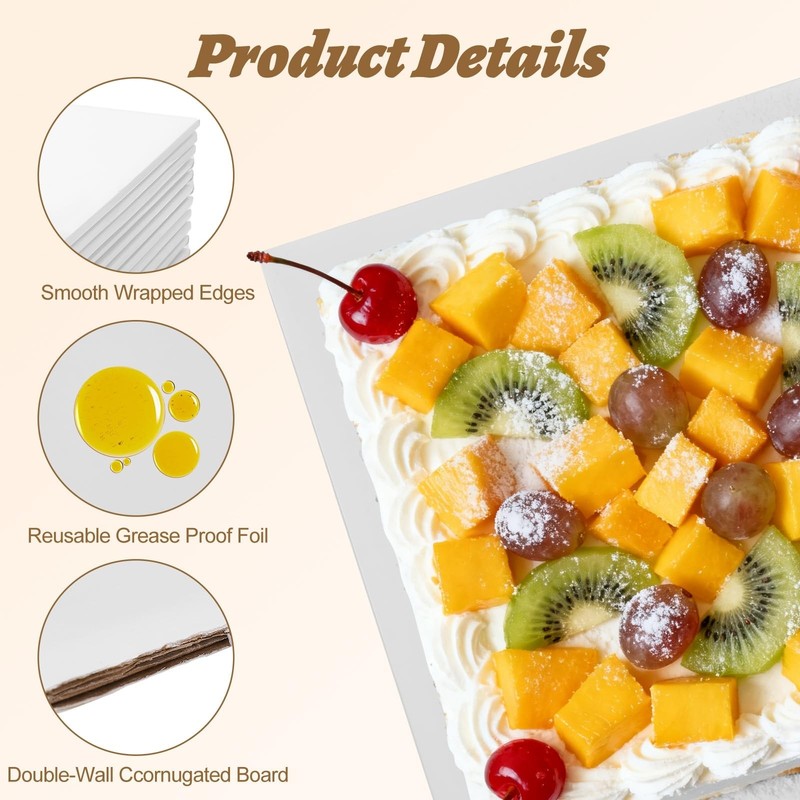 12 PCS Silver 10 Inch Square Cake Boards Sturdy Corrugated Paper Base Drums gallery