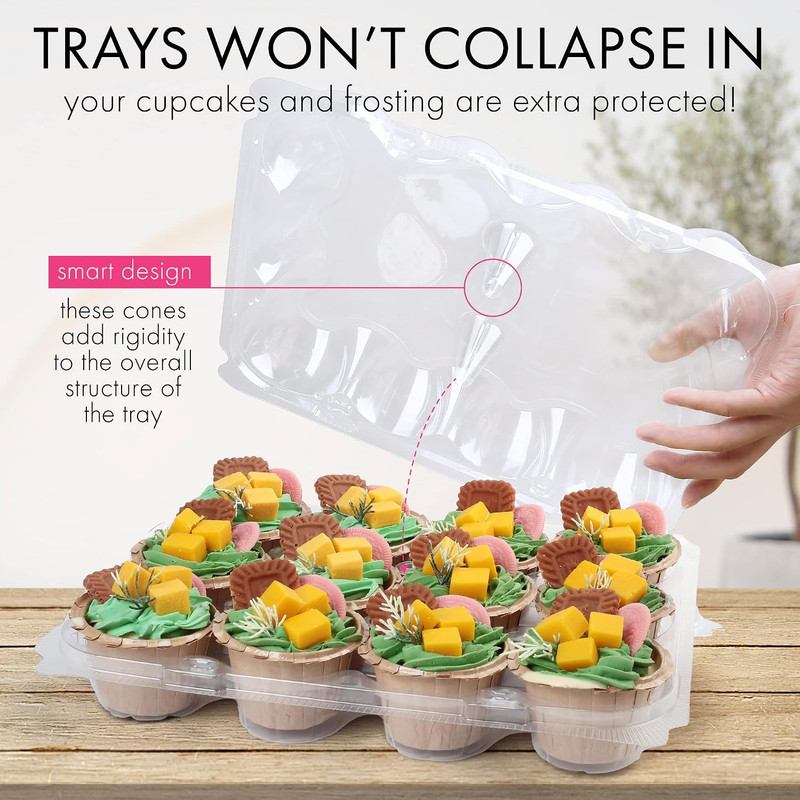 (12 Count X 5 Sets) Cupcake Containers with 60 Liners, Plastic Stackable Cupcake gallery