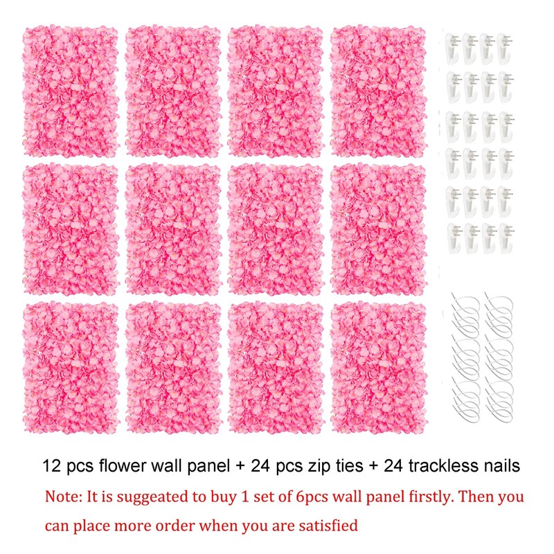 Blosmon Flower Wall - 12 Pcs 24 X 16 Inch Pink Artificial Hydrangea gallery