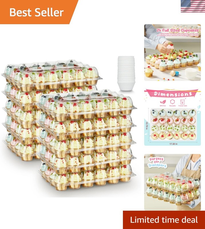 Durable 24 Cupcake Holder Set with High Dome Lids – Perfect for Special Events