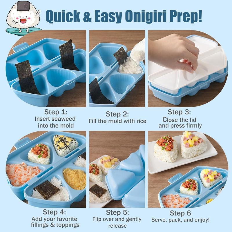 6 in 1 Onigiri Mold,Heart-Shaped Onigiri Mold,Make 6 Rice Balls Quickly at Once, gallery