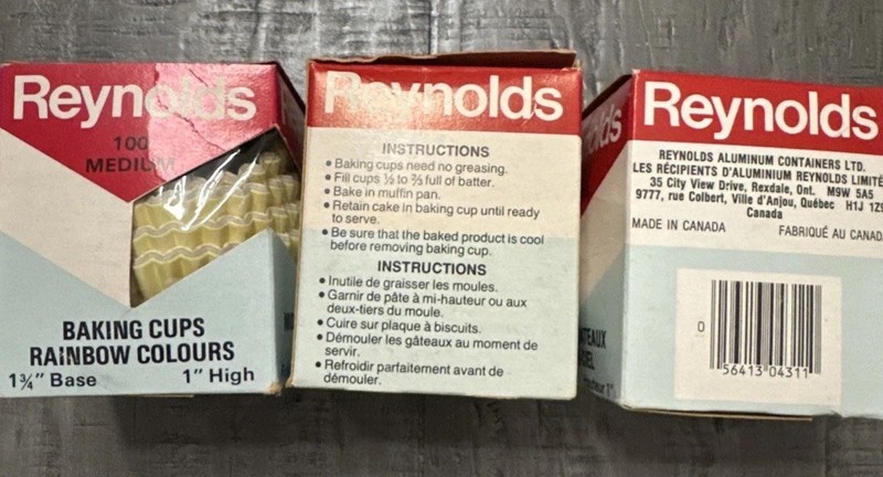 Vintage 80s Reynolds Baking Cups Rainbow Color Made in Canada Set Of Three Boxes gallery