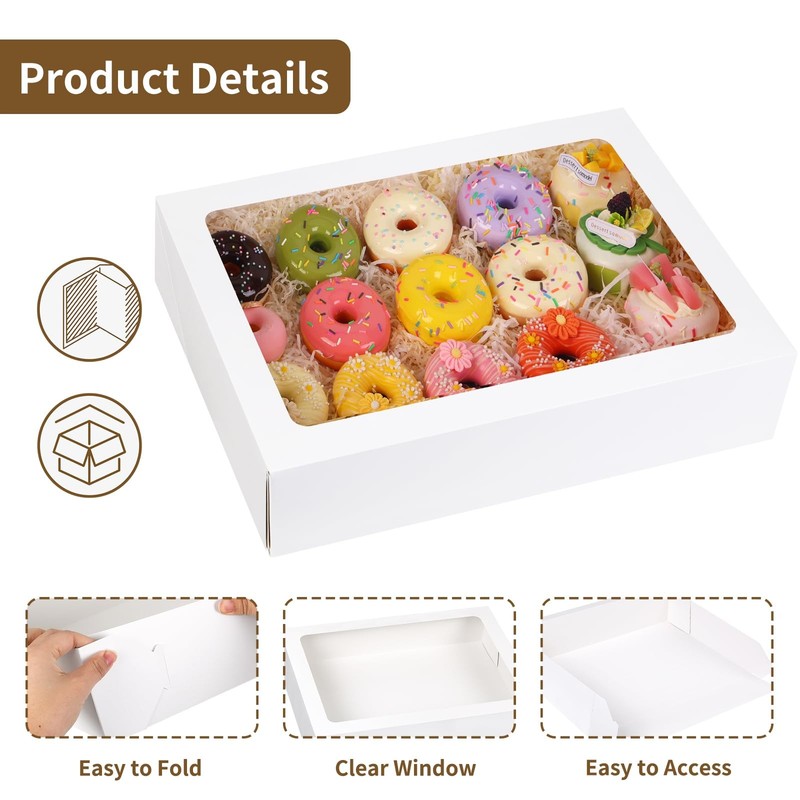6 Pack 19x14x4 Inch Large Half Sheet Cake Boxes with Thick Cake Boards, White... gallery