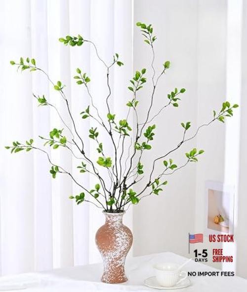 6PCS Artificial Ficus Branches for Vase, Fauxery Stems for Vase 6 Pcs Green