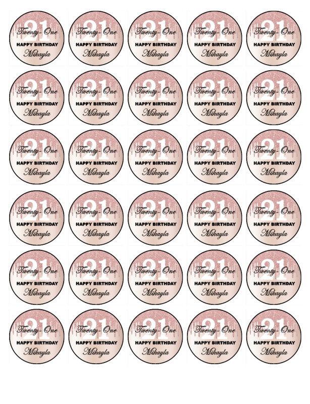 21st Birthday Edible Wafer Cake & Cupcake Toppers – Pink Birthday Decorations gallery