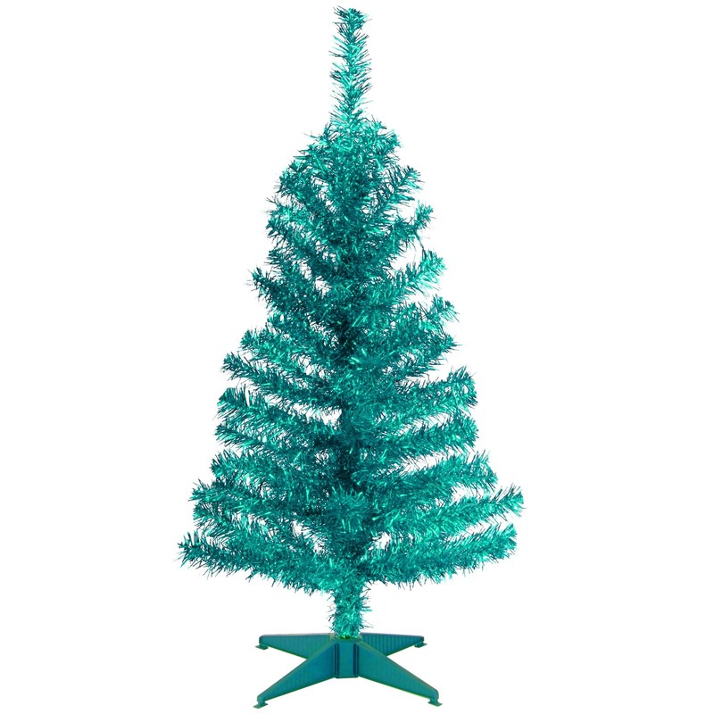 National Tree Company Artificial Christmas Tree Turquoise Tinsel Includes Stand
