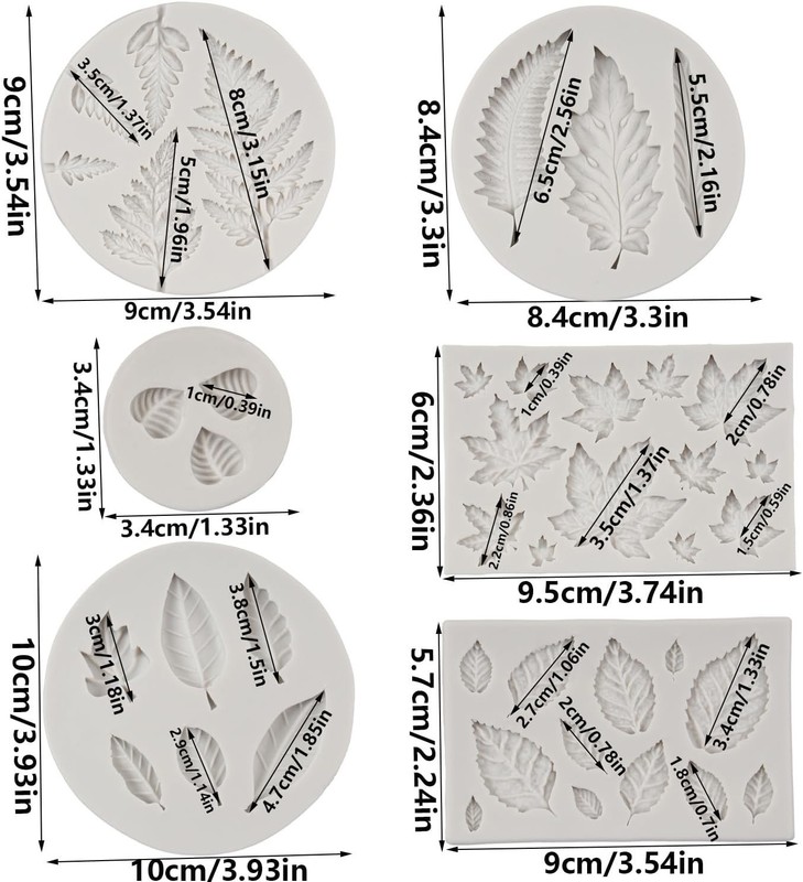 Leaf Silicone Mold Maple Leaf Fondant Mold Rose Leaf Molds Fern Leaves Set of 6 gallery