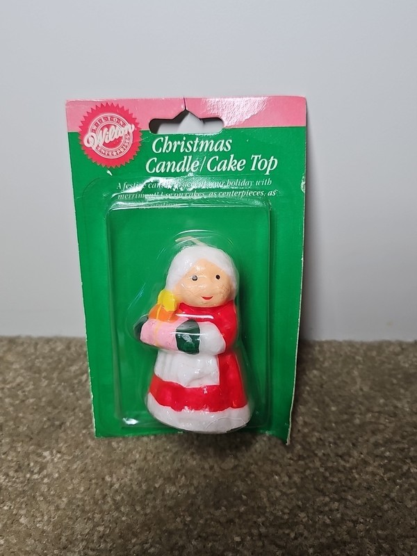 Rare Vintage Wilton Christmas Candle Cake Top New Old Stock Mrs. Santa Claus