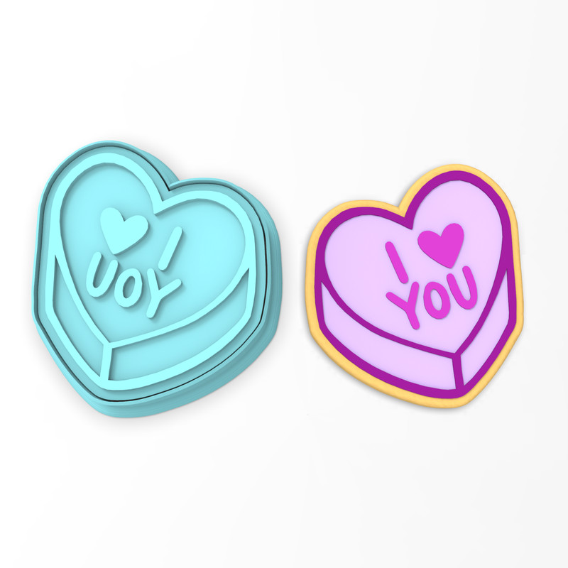 I Love You Valentine Candy Heart Cookie Cutter & Stamp | Valentines Day Humor