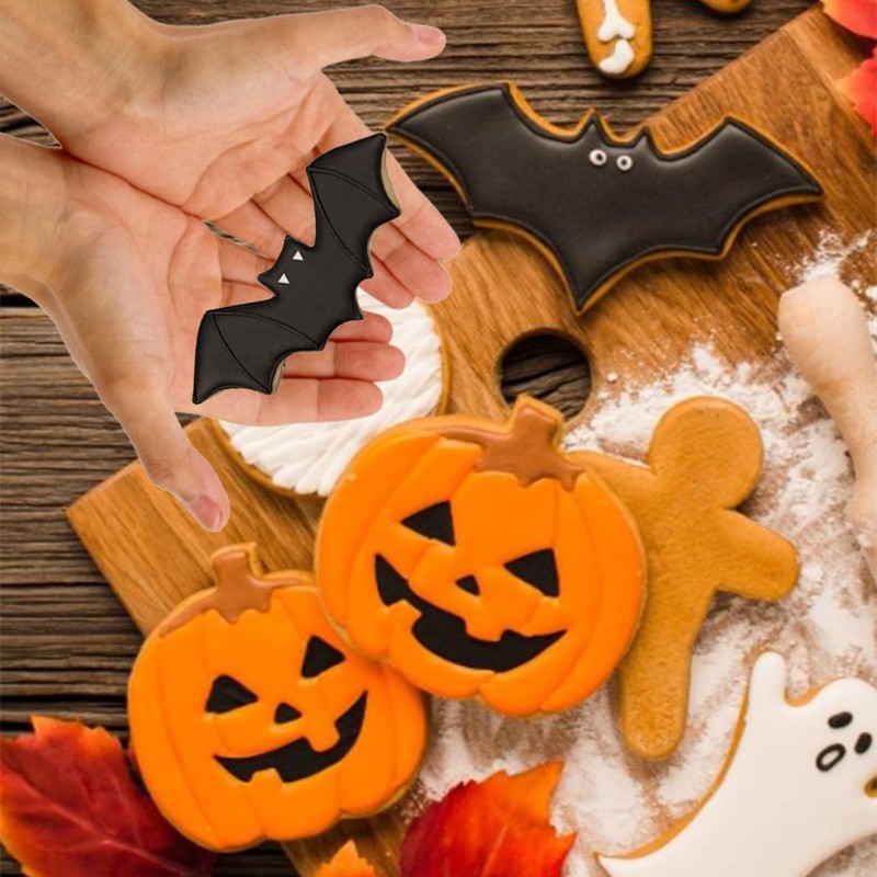 Halloween Cookie Cutters 7 Pieces - Pumpkin, Ghost, Bat, Coffin, Skull, Black... gallery