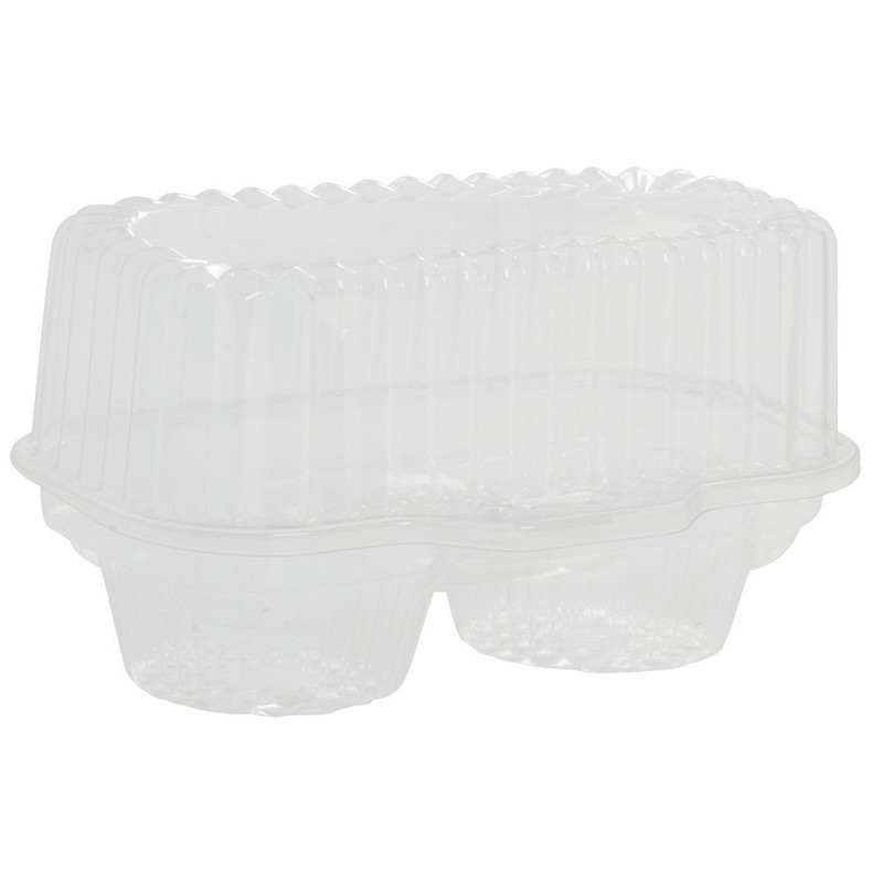 Plastic Cupcake Container 2 Count, Hinged – 6 3/8 L x 2 1/2 W x 4″ H 100 per
