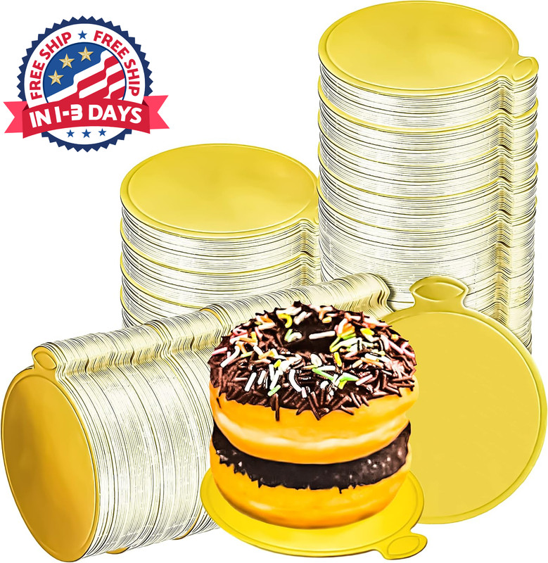 200 Piezas De Cartón Dorado Redondo, Mini Tablas Para Pasteles Redondas De 3,5.