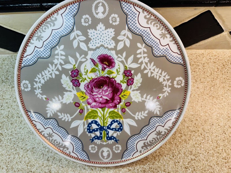Pip Studio Rose Khaki Floral Cake Plate 12" Stand Shabby Chic Cottagecore gallery